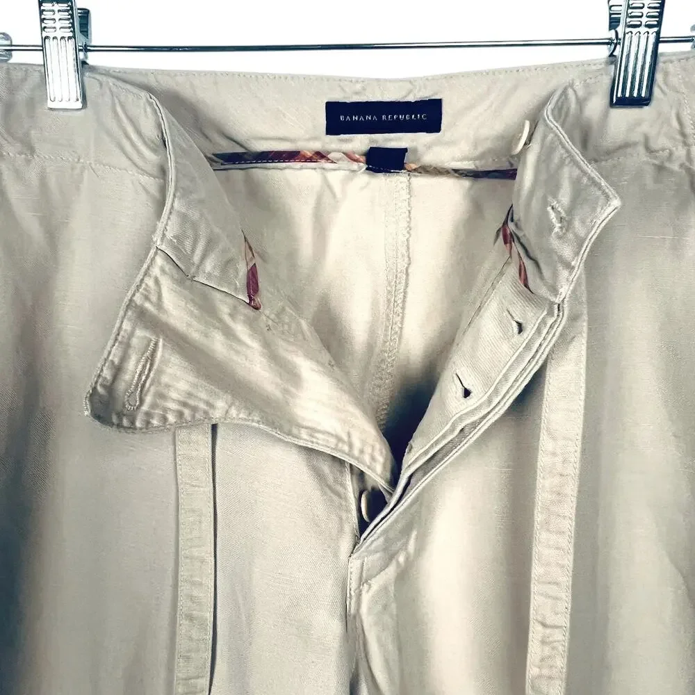 Banana Republic Heritage Men's Size 34/34 Tan Linen Blend Straight Leg Pant
